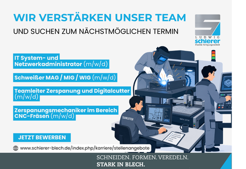 Unsere aktuellen Stellenangebote in der Blechbearbeitung und IT-Administration